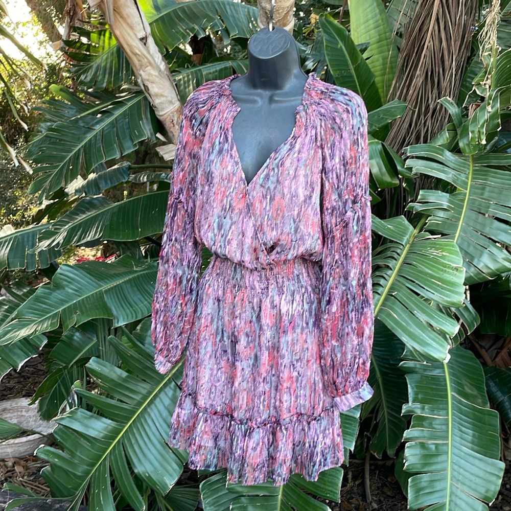 Parker silk full sleeve Bohemian ruffled dress